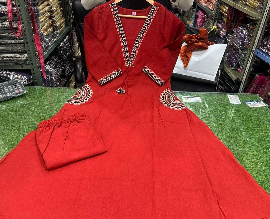 Indische Partykleidung Oberteil Tunika Kurta Hosen Set Damen Designer Baumwolle Ethnische Kleidung Kurti Kleid