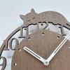 Cat Wood Grain Wall Clock Wooden Silent Sweep Stylish Nordic Sleeping Silhouette Handmade Made Japan