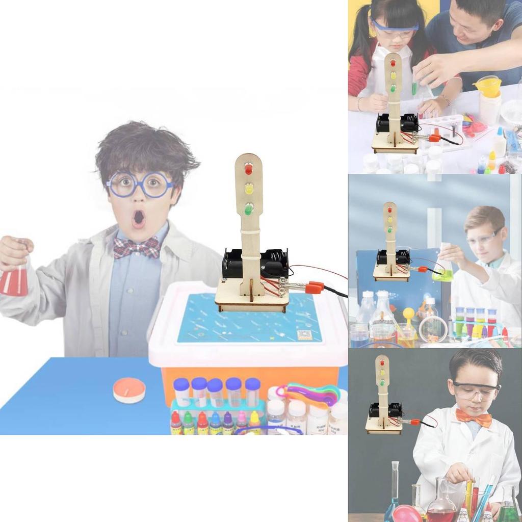 Wooden Diy Traffic Signal Light Educational Toy For Kids Science Experiment Stem Education