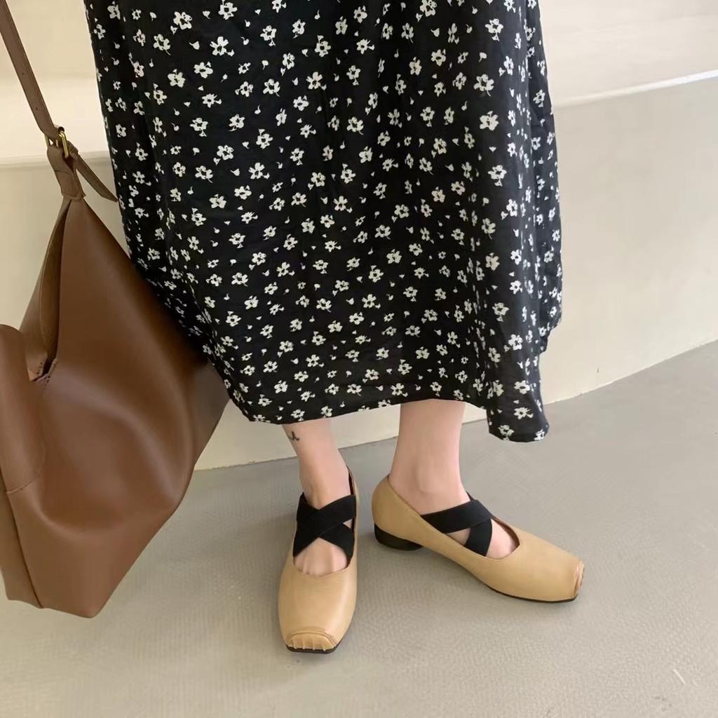 Women's Shoes French Style VintageNewMidStyle PumpsSkirt-Matching Block HeelMary Jane ShoesBalletShoes SummerStyle Soft SoleZi