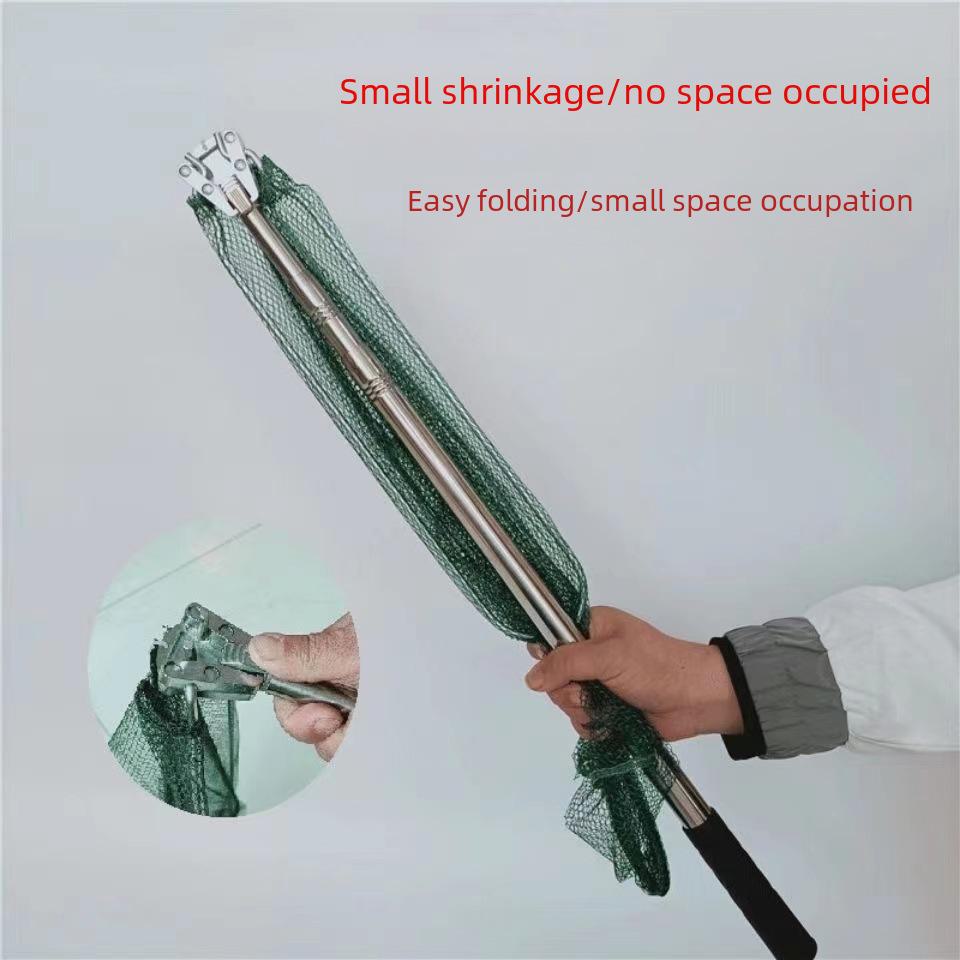 Foldable Detachable Triangle Fishing Net with Stainless Steel Rod