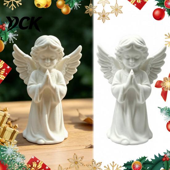 3D Printed PLA Art Praying Angel Figurine, White Statue, DIY Paintable Holy Figurine Cherub Sculpture, Christmas Tabletop Home Office Decor, Religious