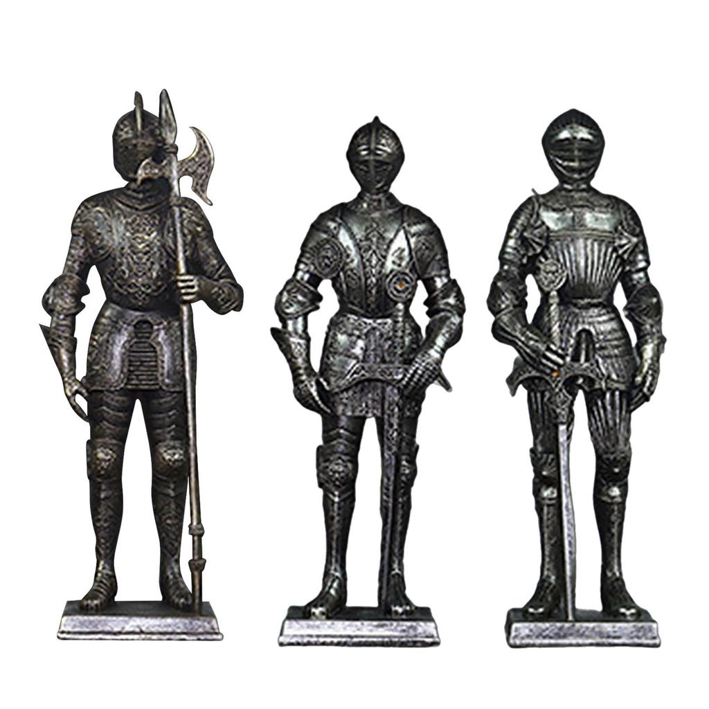 Knight Statue Creative Vintage Art Crafts Decorative Figurine Tabletop Ornament for Desk Shelf Living Room Entrance Home Decor