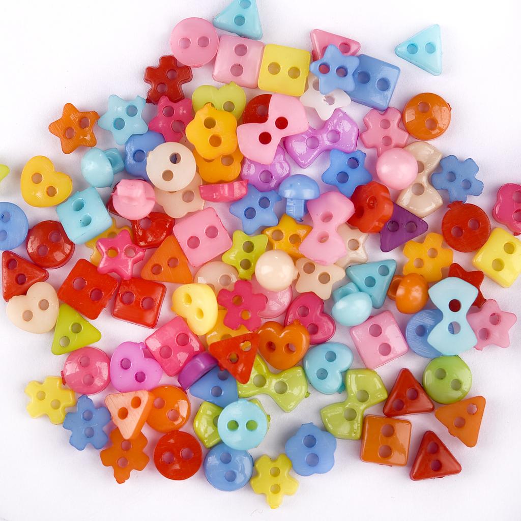 100pcs Mini Buttons Plastic Doll Clothes Round Buckles Buttons for Handmade Cartoon Garment Sewing DIY Craft Needlework