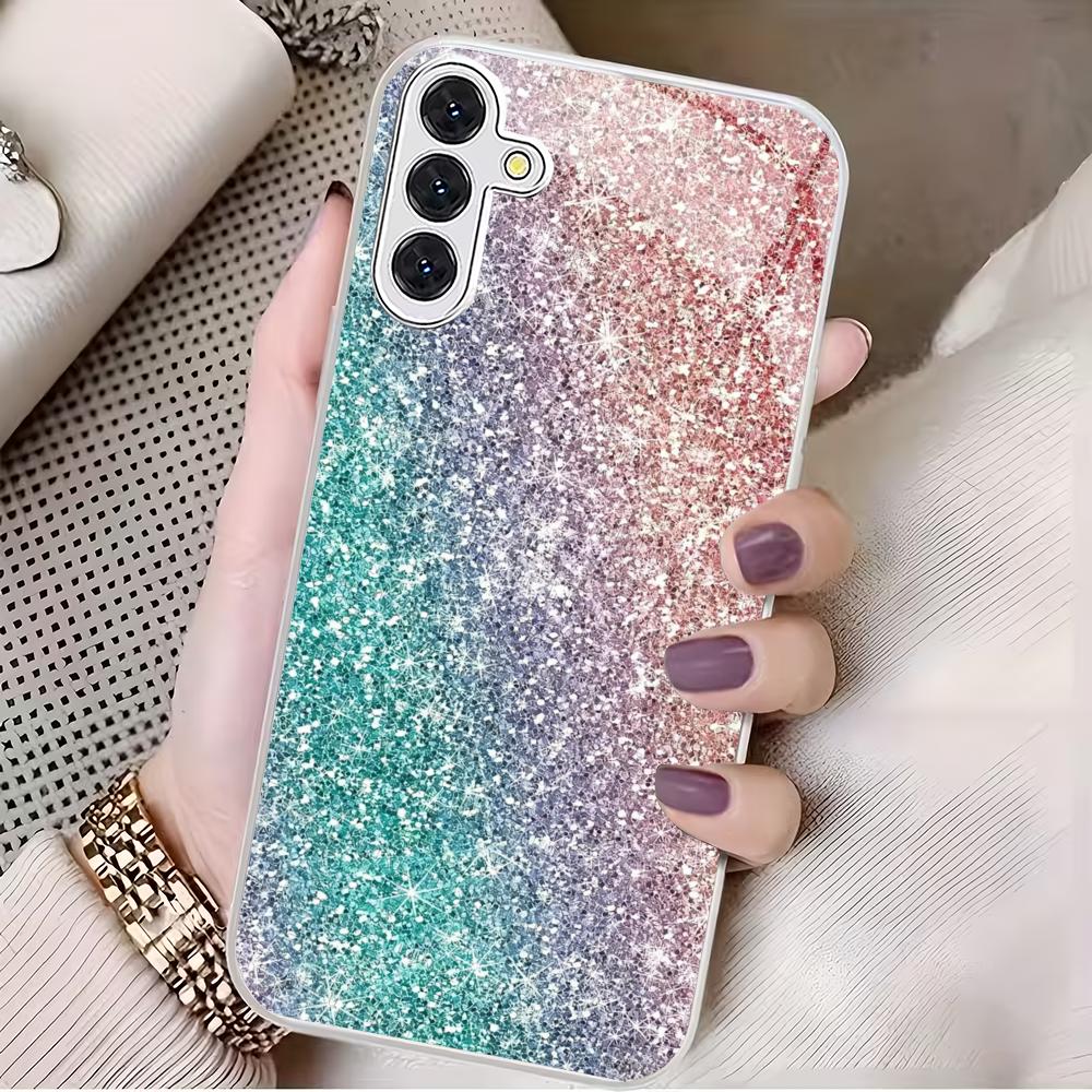 Farbiges Glitzer versilbertes Glas Handyhülle geeignet für Samsung Galaxy S26 S25 S24 S22 S21 S20 FE/Ultra/Plus Anti-Drop