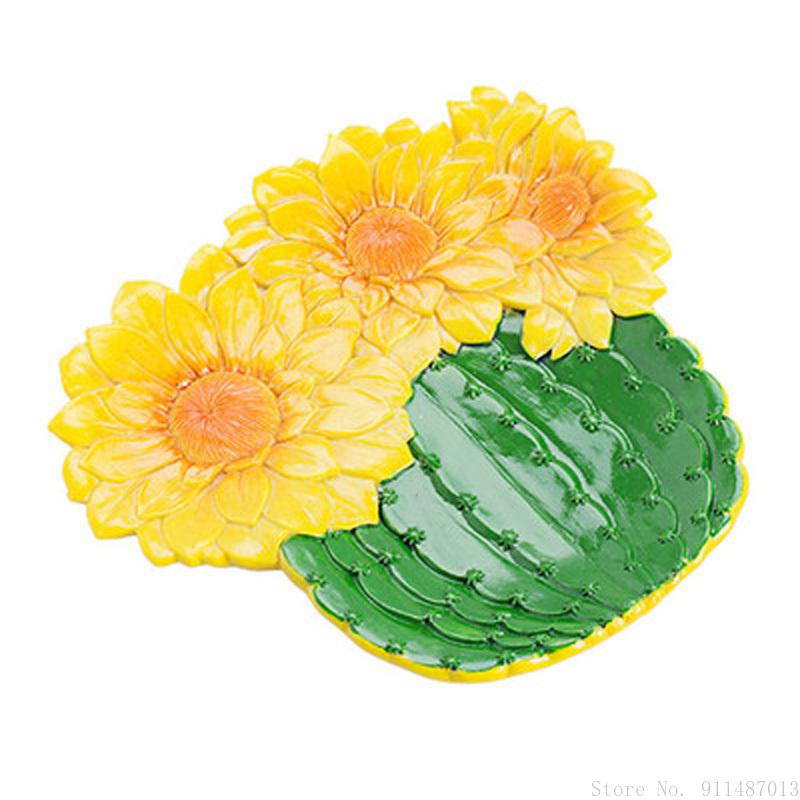 Nordic Resin Simulation Plant Sunflower Cactus Shape Dried Fruit Melon Seed Plate Jewelry Storage Tray Ornaments Decor Plate