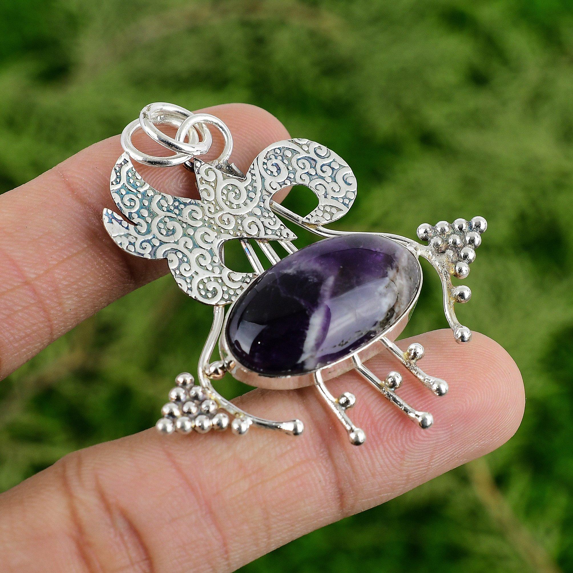 

Sterling Silver Crown Chakra Chevron Amethyst Stone Daughter New Pendant Jewelry