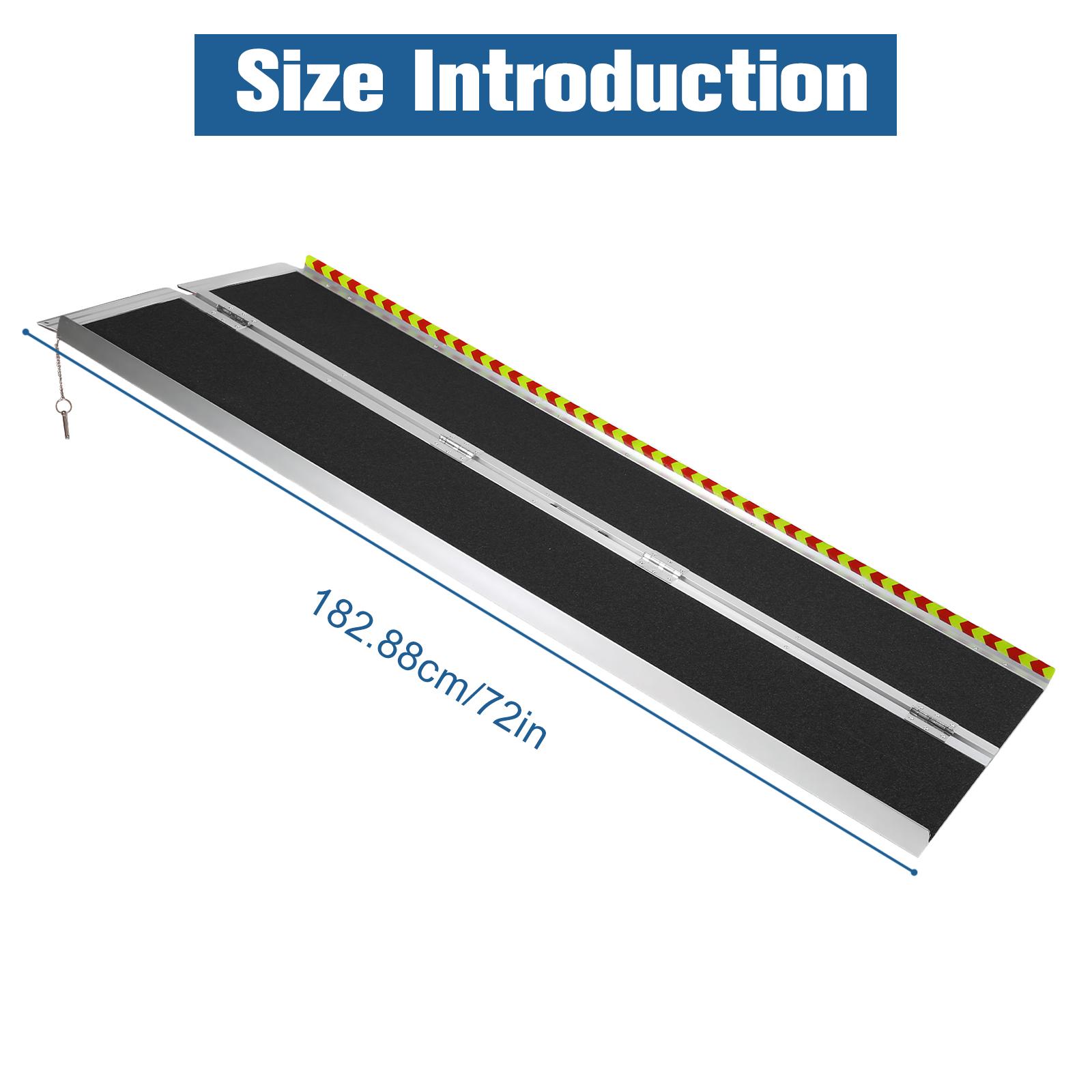 Портативная пандус-рампа алюминиевая складная пандус-рампа для инвалидной коляски с противоскользящей текстурой светоотражающими краями для лестниц порогов использования в автомобиле