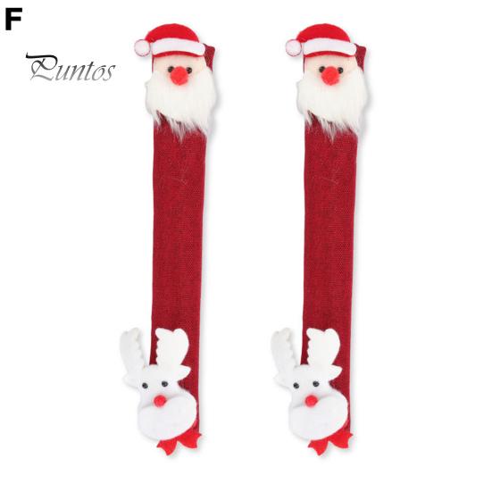 2 vnt Kalėdų šaldytuvo durų rankenos dangtelis Patvarus plaunamas daugkartinio naudojimo rankenos dangtelis šventiniam dekoravimui