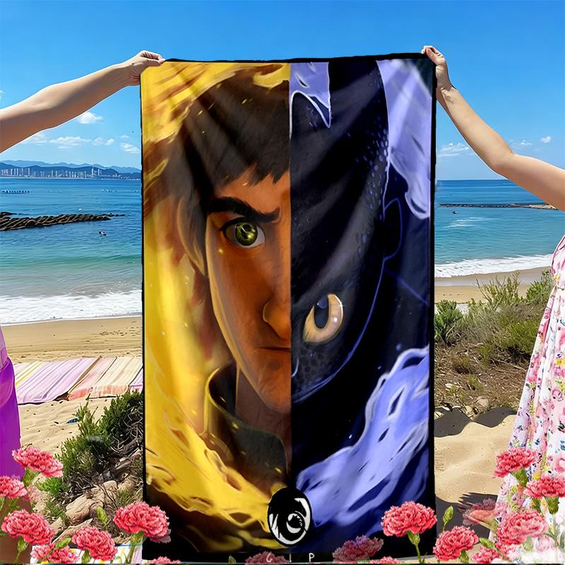 How to Train Your Dragon Print Beach Towel, Versatile Lightweight Absorbent Beach Towel for Pool Surf Yoga Bathroom, Perfect Birthday Holiday Gift