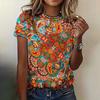 Summer Women's 3D Printed Crew Neck T-Shirt Fashion Versatile Breathable Trend Casual