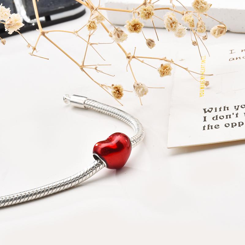 Red Cherry Apple Heart Charm Bead Charms Dangle European Authentic Snake Compatible With Copper Bracelets Necklaces Bead Charms Ideal For Diy Jeweller