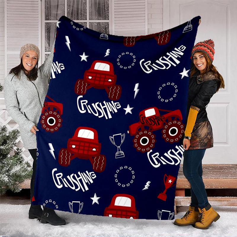 Truck Theme Printed Blanket - Perfect for Couch, Bed, Travel & Outdoor Use | Machine Washable, Cozy & Durable.