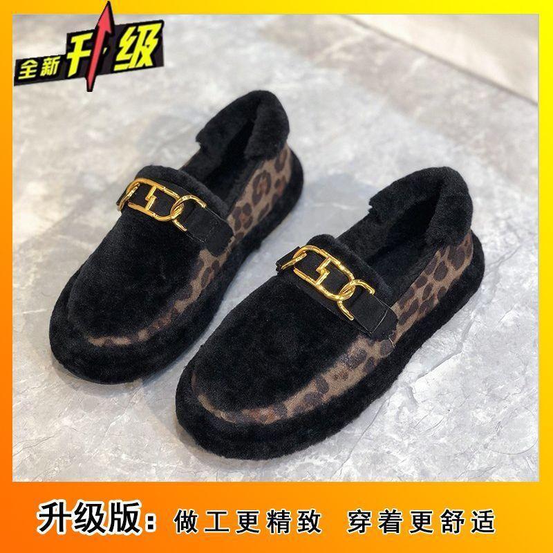 Fashion and Warmth One-pedal Doudou Shoes Mao Mao Shoes 2025 Autumn and Winter New Flat-bottomed Velvet High-end Cotton Shoes Women