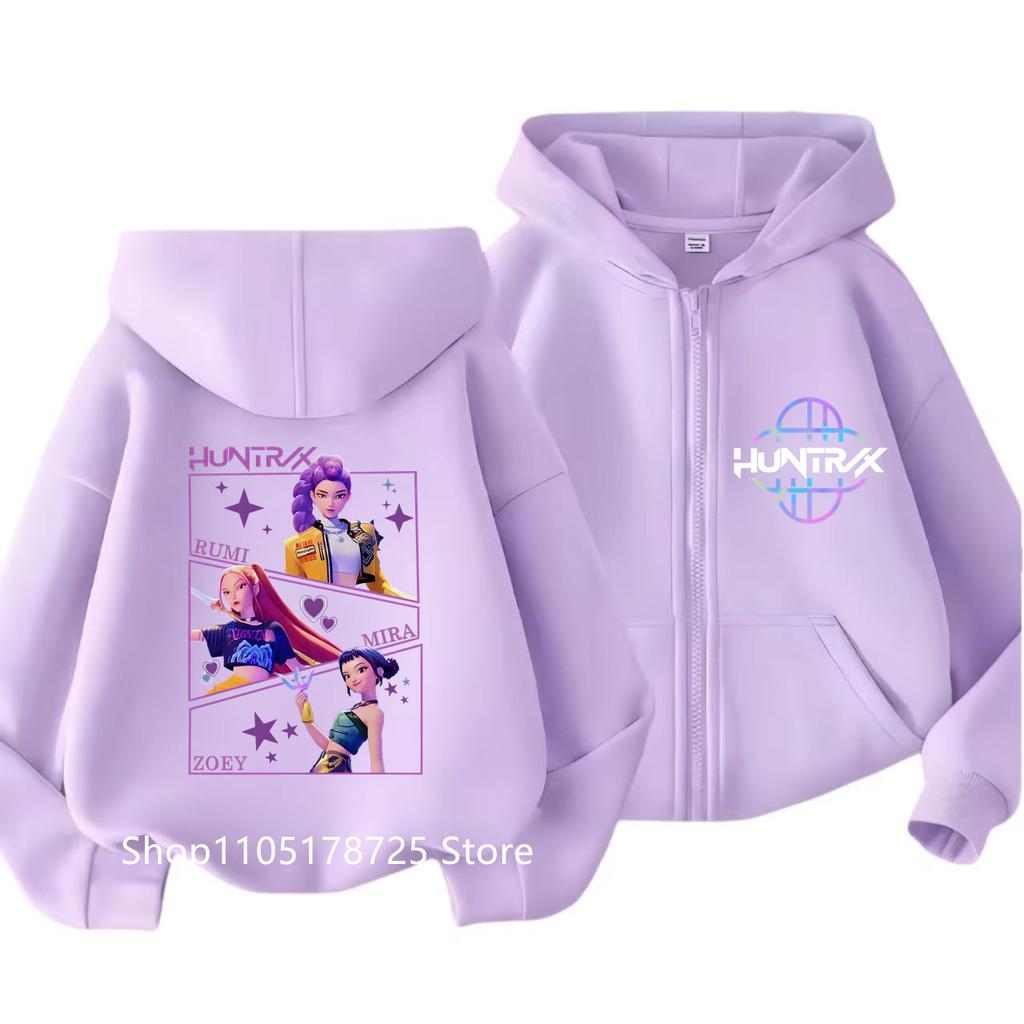 2026 Kawaii Zip Up Sweatshirts Kpop Demon Hunters Hoodie Children Clothes Kid Girl Boy Sweatshirt Zipper Hoody Baby Casual Top