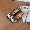 Silver high-end ballet shoes spring and summer new Mary Jane shoes flat-bottomed round head bow word with light mouth single shoes