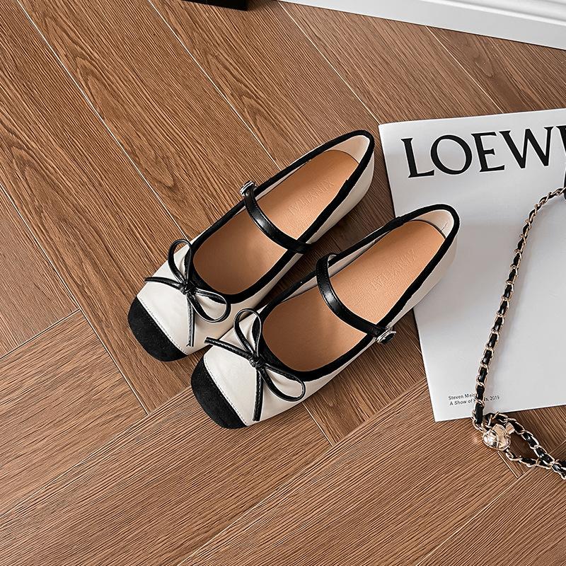 Silver high-end ballet shoes spring and summer new Mary Jane shoes flat-bottomed round head bow word with light mouth single shoes