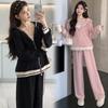 Fashionable Slim-Fit Maternity Knitted Sweatshirt Set for Autumn and Winter