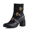 Plus Size 33-52 Women's Retro Black Ankle Boots Modern Lady Boots Block High Heels Belt Buckle Straps Office Lady Shoes