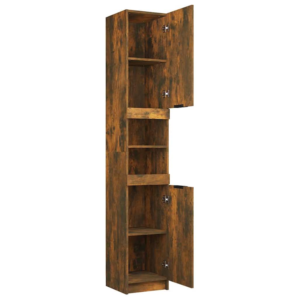 Bathroom Cabinet Smoked Oak 32 x 34 x 188.5 cm Particleboard
