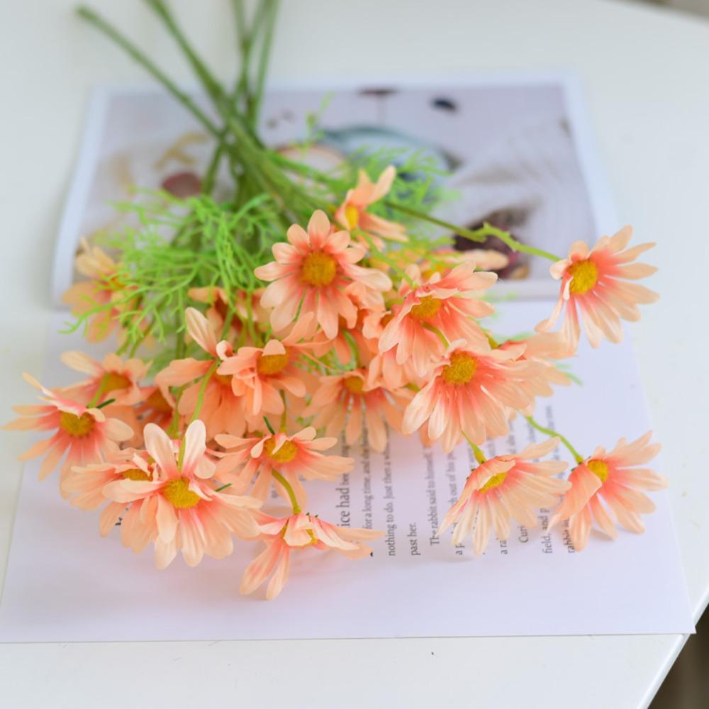 5 Branches of 25 Small Daisies Artificial Flower Chamomile Hollandaise Plastic Fake Flower Silk Flower Home Decoration Ornament Flower
