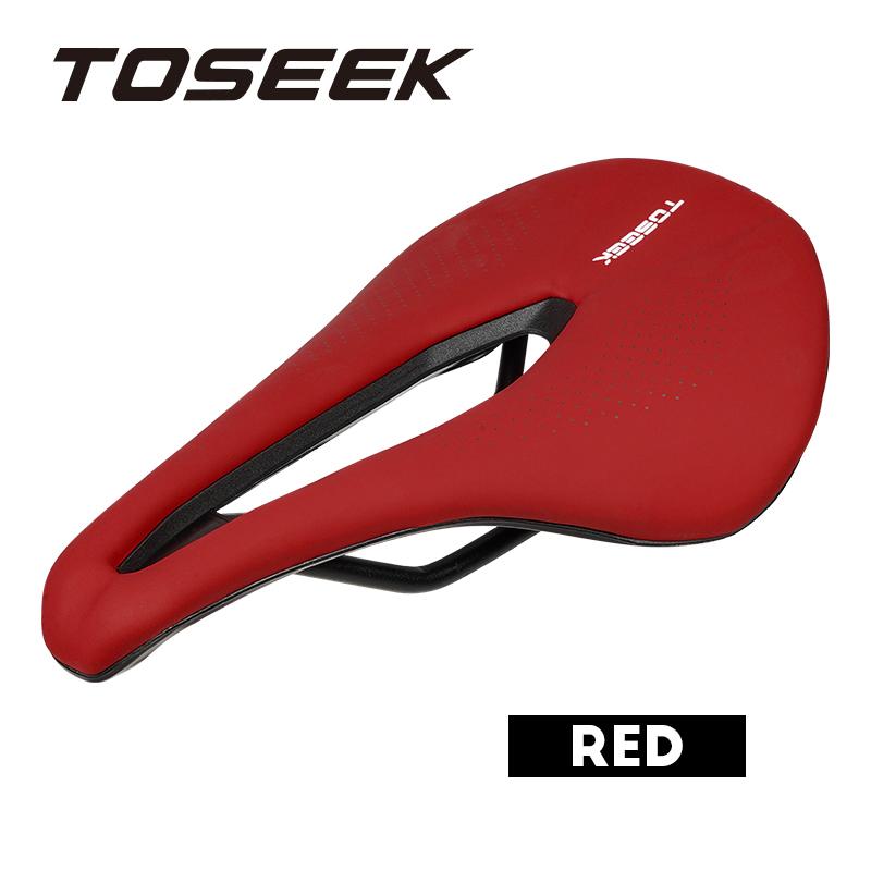 TOSEEK Fahrradsattel Carbon Leichtleder Gel Belüftung Mountain Road Bike Sitzsattel mit Einfachem Originaldesign für