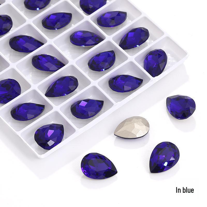 High-Grade K9 Teardrop Rhinestone DIY Jewelry Accessory - Silver-Plated Base with Irregular Crystal Glass Drill, Pointed Bottom