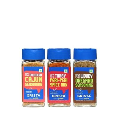 CRISTA American Multipurpose Seasonings Combo | Przyprawa Cajun x 1, 45 g | Mieszanka przypraw Peri-Peri x 1, 45 g | Przyprawa Oregano x 1, 50 g