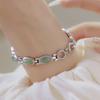 Oval Quartz Waterproof Wristwatch for Women Jade Bracelet Watch