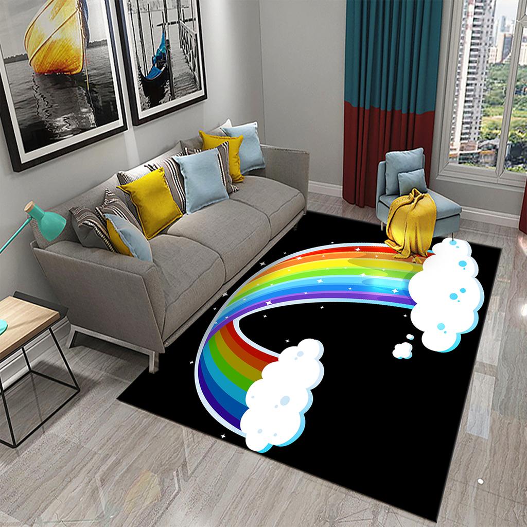 Bedroom Living Room Bathroom Rug Non-slip Home Decoration Cartoon Rainbow Flower Rug Game Room Children's Room Rug