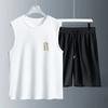 Men Summer Polyester Workout Tank Tops Sweat Sleeveless Tee Sports Gym Fitness tops Workout Casual Top Men sets men Clothing