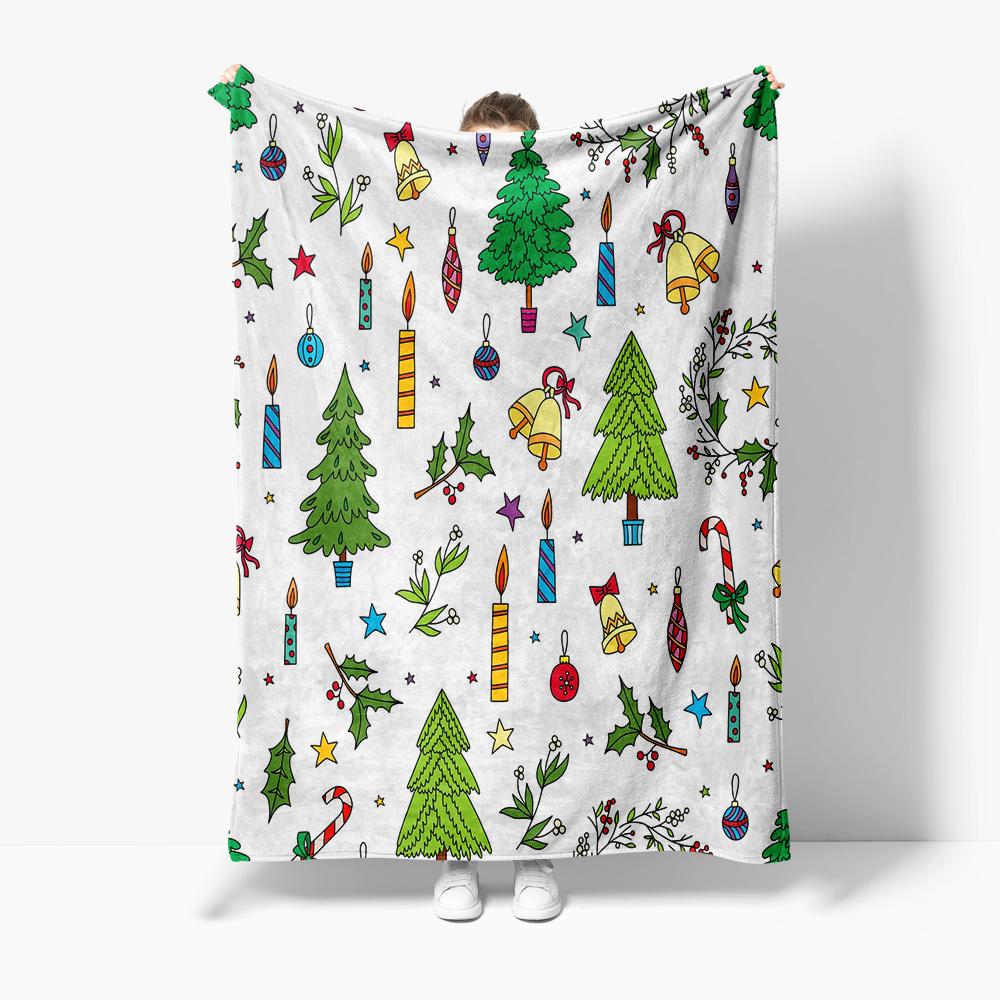 Festive Christmas Throw Blanket Cozy Reversible Holiday Decor Winter Warm Cozy Blanket Gift Home Decor Reversible Fleece Throw