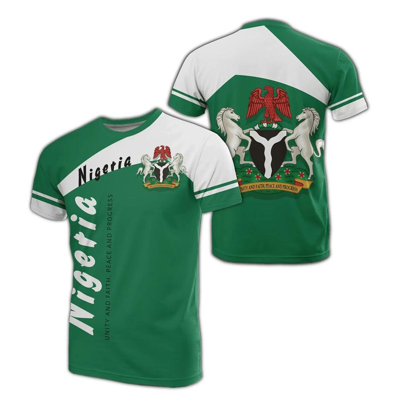 Nigeria Coat Of Arms T-shirt For Men Summer 3D Printed Oversized T Shirt Casual Tops Street Sports Short Sleeved Round Neck Tees