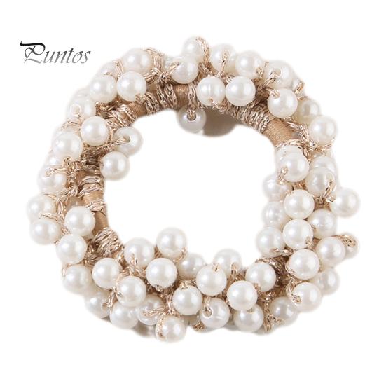 Buntes Haarseil mit Kunstperlen, hochelastisches Gummiband, Haargummi, hoher Pferdeschwanzhalter, Haar-Accessoire für Frauen