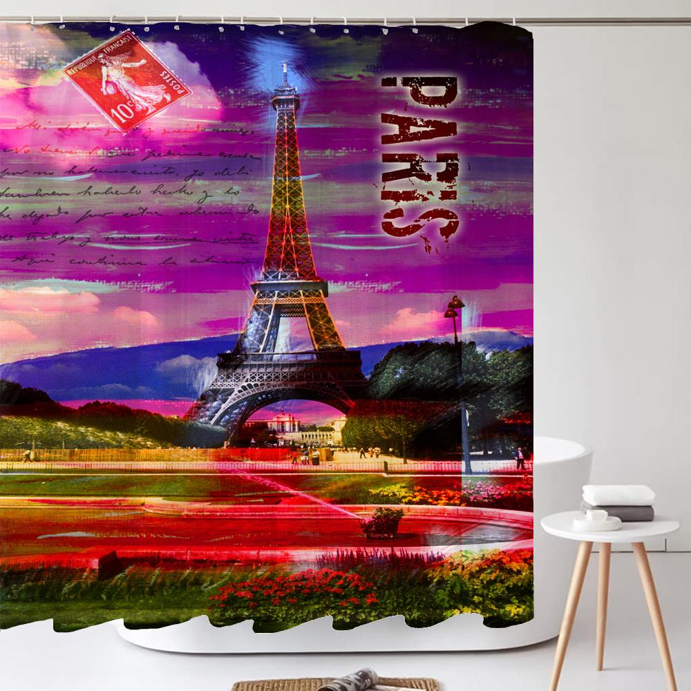 European American style Shower Curtain 3D Printing Retro Scenery Bathroom Curtains Home Decor Polyester Bath Curtains With Hooks