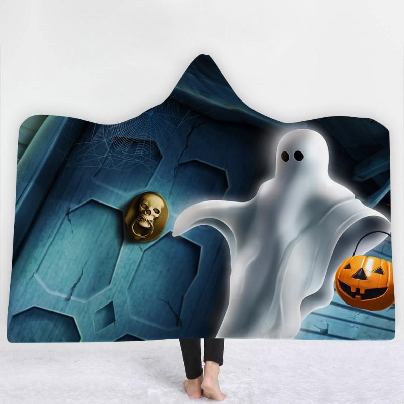 Dětská deka s kapucí Útulná pláštěnka Zimní teplá fleecová přikrývka na mazlení Školní halloweenský kostým