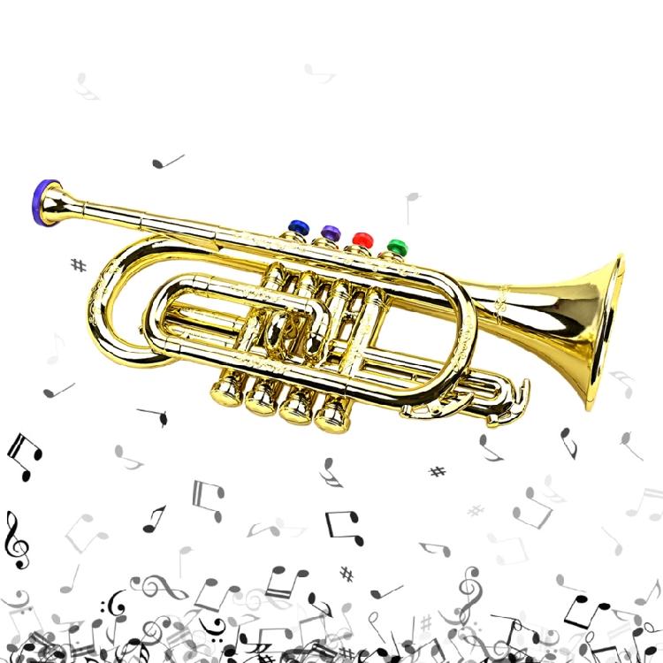 Golden Music Educational Children Trumpet Kids Trumpet Plastic for W/ 4 Colored