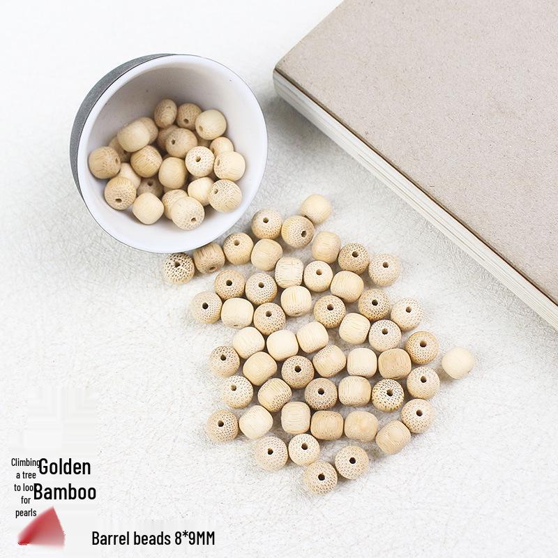 

Golden Bamboo Barrel Beads 8x9MM - 108Pcs Buddhist Prayer Bracelet DIY Wood Beads Accessory Set