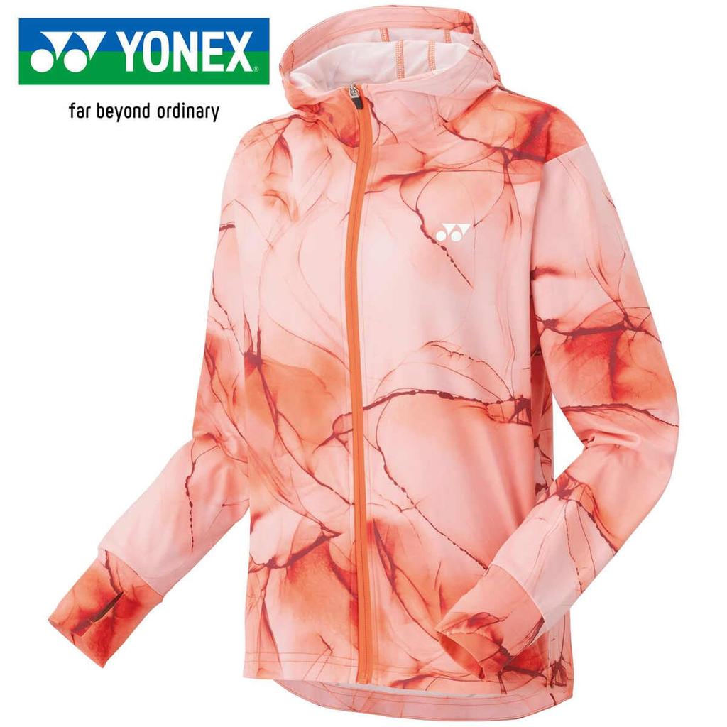 Yonex Knit Bright Orange Size M Women's Warm-Up Hoodie, (160cm), (57086)
