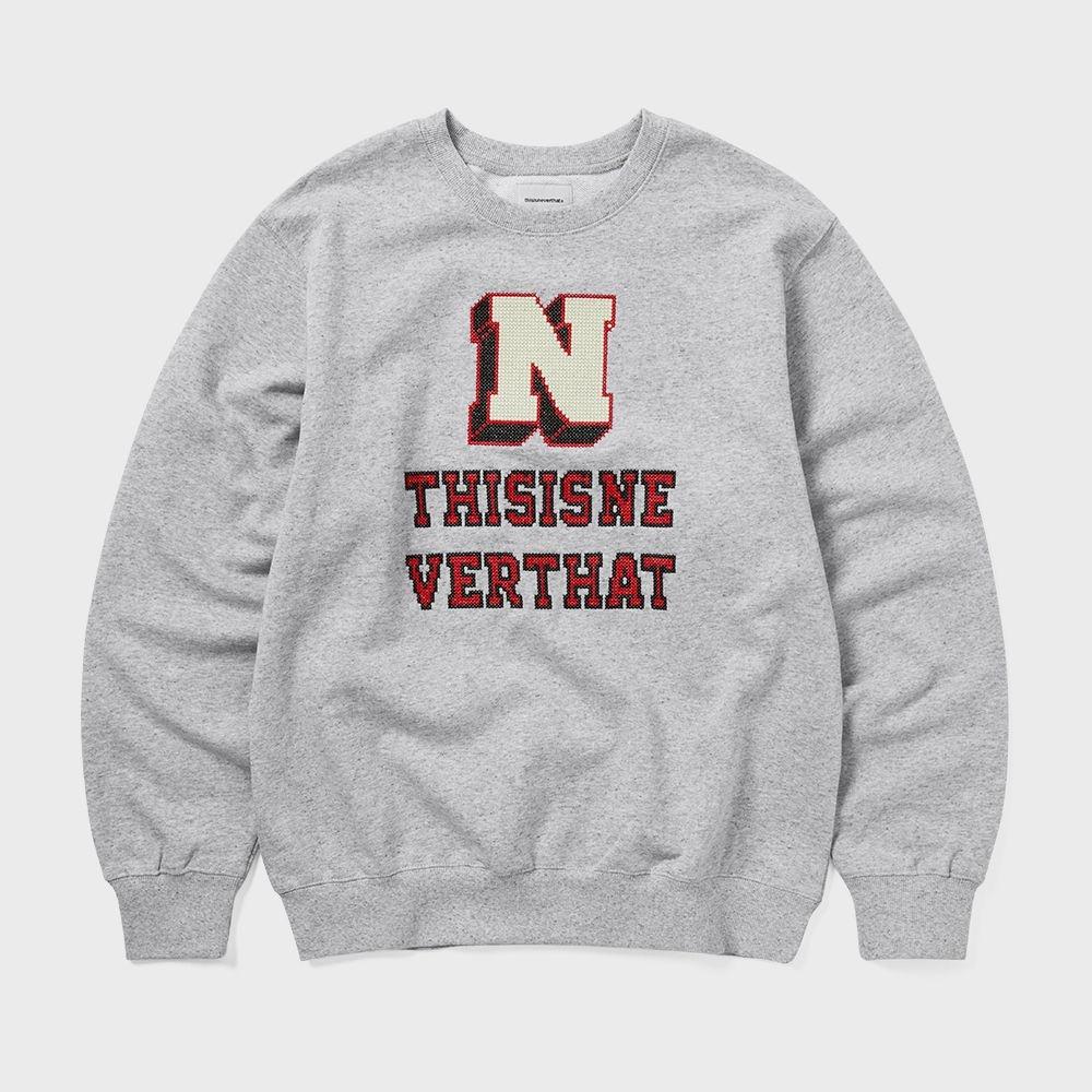 ThIs Is Never That Cross Stitched Crewneck Heather Grey XL