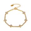 Qiong Yao Stainless Steel Four-Leaf Clover Zircon Bracelet with PVD Gold Coating