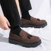 2025 British Style Slip-on Loafers for Men - Thick Sole, Height Increasing College Casual Shoes