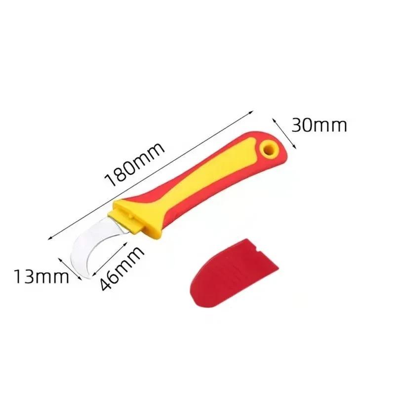 Rubber and Plastic Handle Multi-functional Electricians Knife Cable Stripper Wire Cutter Cable Cutting Tool Fruit Peeler Tool