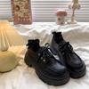 2025Scarpe da Donna Stile Britannico Scarpe in Pelle Piccole Punta Rotonda Suola Spessa Scarpe Mary Jane Scarpe Singole Casual da Donna Mocassini Stringati