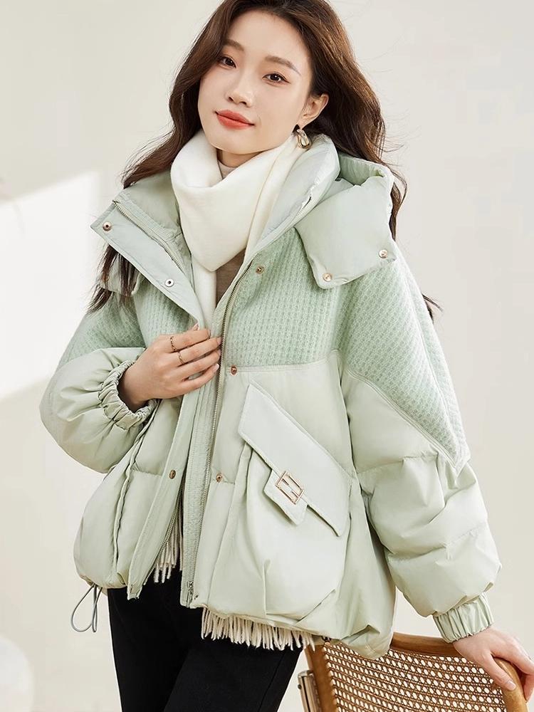 Veste d'hiver chaude épaisse coupe-vent à capuche courte pour femme