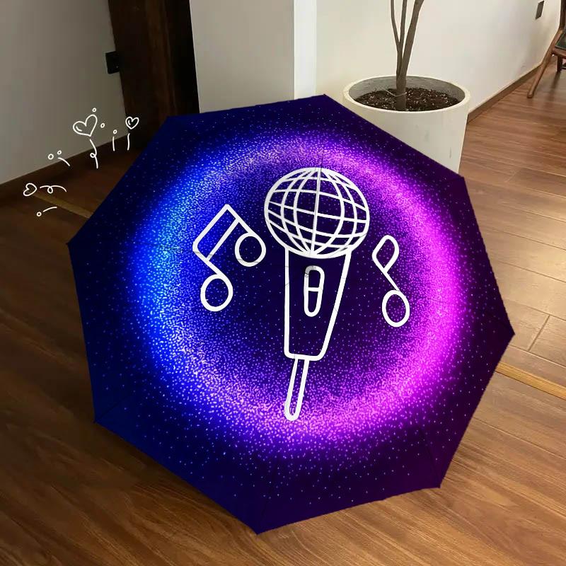 1 Stück Karaoke Musik Automatischer Faltregenschirm, Robuster 8-Rippen-Eisenrahmen, Geeignet für Reisen, Täglichen Gebrauch, Geburtstag, Dekoration Geschenk 34