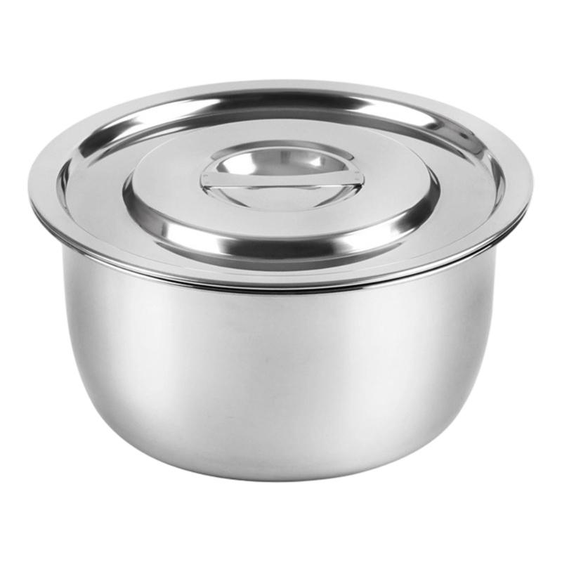 Covered Metal Bowl with Lid for Seasoning Work, Kitchen Storage, Warming, and Soup Service in Family Cooking Use