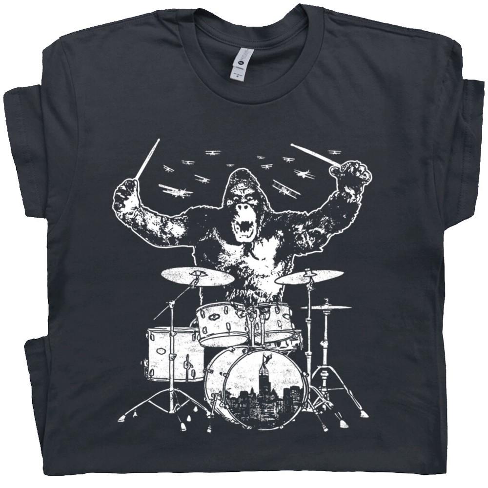 Kong Drums T Shirt Cool Drumming Set Drummer King Monster Vintage 80s Men Women Unisex T-Shirt L