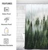 Pardick Shower Curtain, Forest Nature Tree Waterproof Shower Curtain Set with 12 Hooks, Polyester Fabric Shower Curtains for Bat
