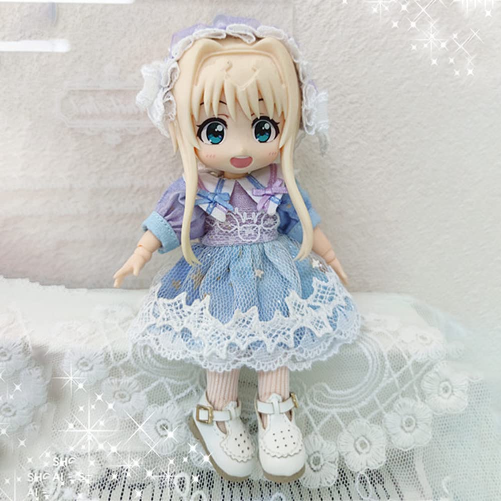 rakulifey Obitsu 11 Clothes Dress OB11 Size Outfit Set Clothes 1/12 Doll Clothes Hair Accessory Obitsu Doll Clothes 2-Piece Set